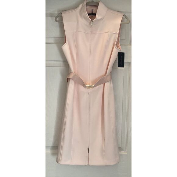Tommy Hilfiger Sleeveless BodyCon Zip Front Belted Scuba Sheath Dress - Picture 1 of 10